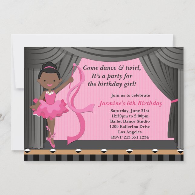 Invitación Fiesta de cumpleaños afroamericana de la danza del (Anverso)