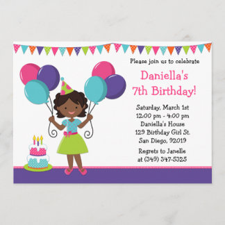 Invitación Fiesta de cumpleaños afroamericana de la niña