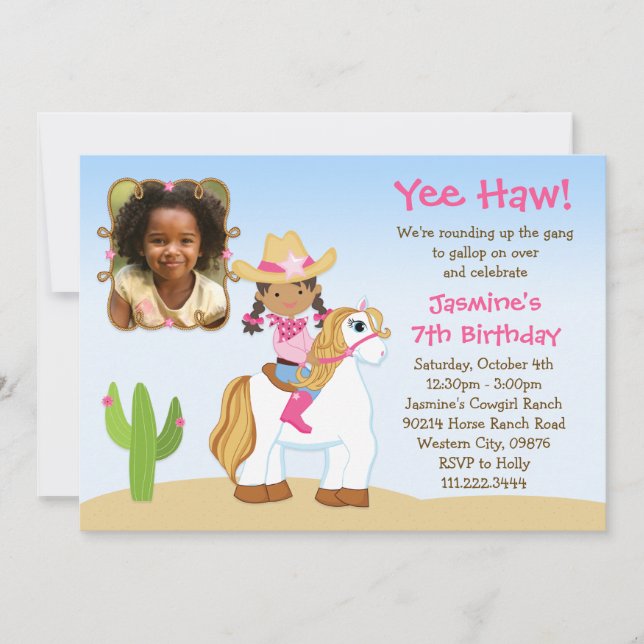 Invitación Fiesta de cumpleaños afroamericana del caballo de (Anverso)