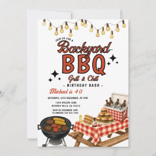 Invitación Fiesta de cumpleaños al aire libre con parrilla pa