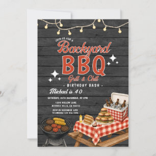 Invitación Fiesta de cumpleaños al aire libre con parrilla pa