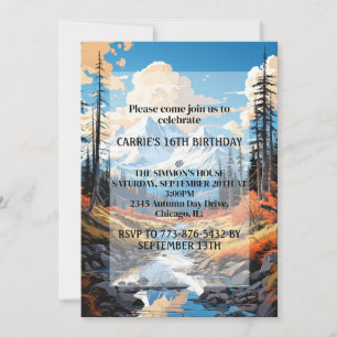Invitación Fiesta de cumpleaños al aire libre en otoño