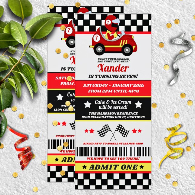 Invitación Fiesta de cumpleaños al estilo del billete de coch (Subido por el creador)