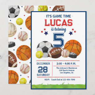 Invitación Fiesta de Cumpleaños All-Star Tiempo de Juego Depo