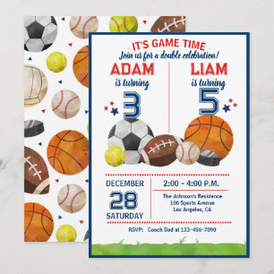 Invitación Fiesta de Cumpleaños All-Star Tiempo de Juego Depo