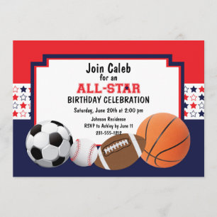 Invitación Fiesta de cumpleaños Allstar - Deportes