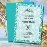 Fiesta de cumpleaños Aloha Hawaiian Floral Aqua