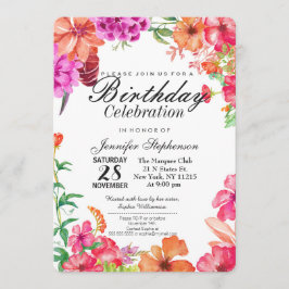Invitación Fiesta de cumpleaños anaranjada rosada del jardín