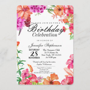 Invitación Fiesta de cumpleaños anaranjada rosada del jardín