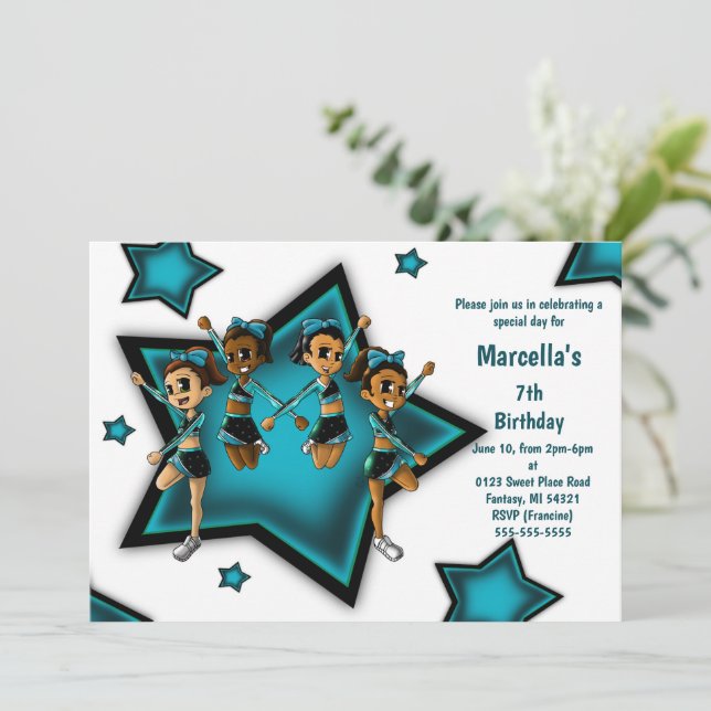 Invitación Fiesta de cumpleaños animadora (Anverso de pie)