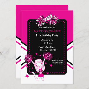 Invitación Fiesta de cumpleaños animadora en rosa caliente