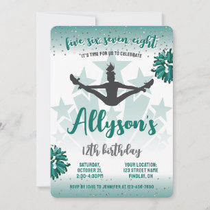 Invitación Fiesta de cumpleaños animadora, verde de cualquier