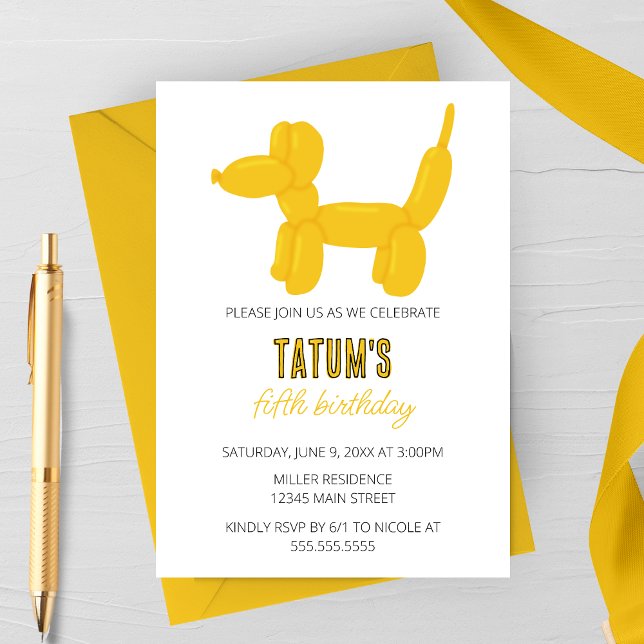 Invitación Fiesta de cumpleaños animal con globo de perro ama (Subido por el creador)