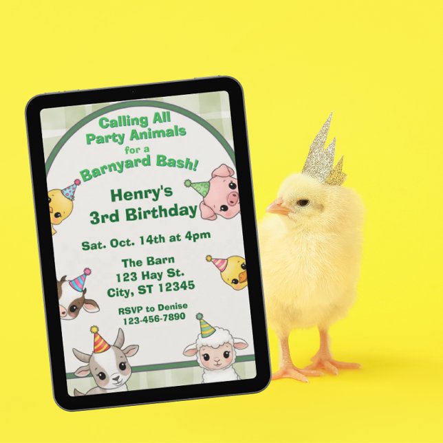 Invitación Fiesta de Cumpleaños Animal de Granja Bash (Subido por el creador)