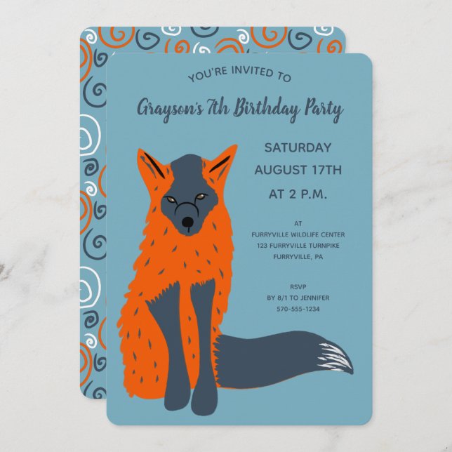 Invitación Fiesta de cumpleaños animal de los chicos viejos d (Anverso / Reverso)