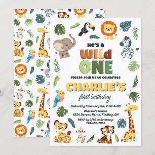 Invitación Fiesta de cumpleaños animal en el zoológico de Saf