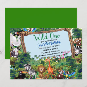 Invitación Fiesta de cumpleaños animal salvaje de un Safari