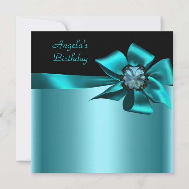 Invitación Fiesta de Cumpleaños Arco Azul Teal Negro (Anverso)