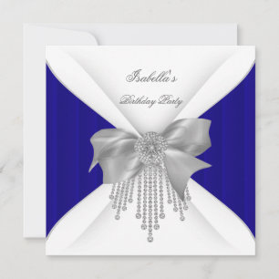 Invitación Fiesta de Cumpleaños Arco de Diamantes Blancos Pla