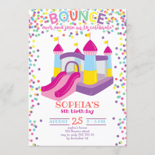 Invitación Fiesta de cumpleaños arcoiris de Chica colorido en