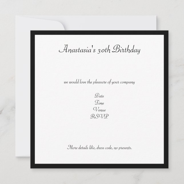 Invitación Fiesta de Cumpleaños Arcos Retro Blanco y Negro (Anverso)