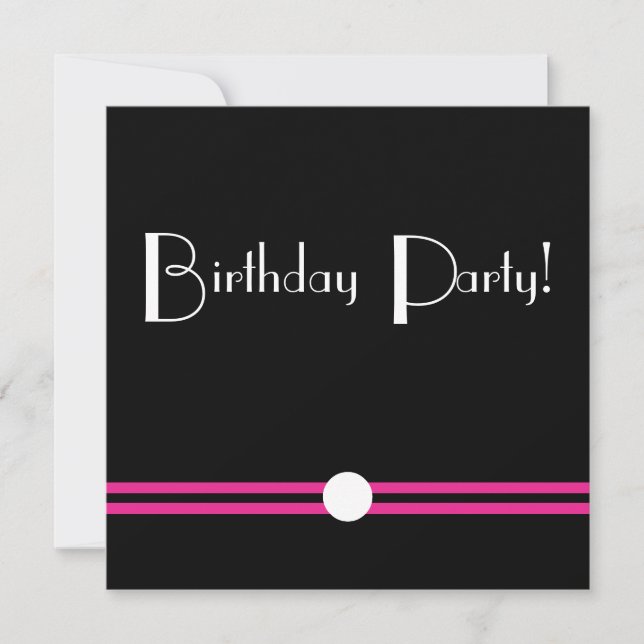 Invitación Fiesta de cumpleaños Art Déco en rosa blanco negro (Anverso)