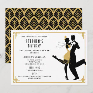 Invitación Fiesta de Cumpleaños Art Déco/Gran Gatsby/ Rugient