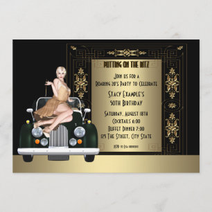 Invitación Fiesta de cumpleaños Art Deco Roaring 20's