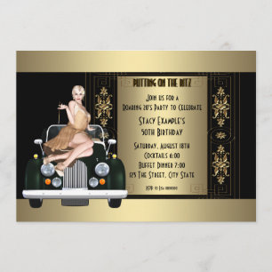 Invitación Fiesta de cumpleaños Art Deco Rugiente 20