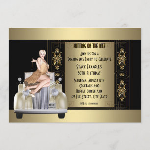 Invitación Fiesta de cumpleaños Art Deco Rugiente 20