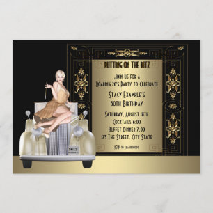 Invitación Fiesta de cumpleaños Art Deco Rugiente 20