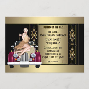 Invitación Fiesta de cumpleaños Art Deco Rugiente 20