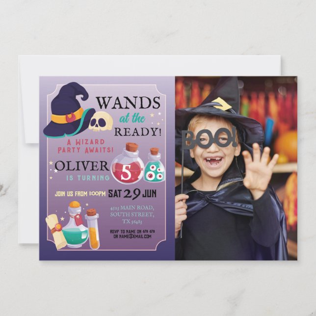 Invitación Fiesta de cumpleaños asistente quiere foto de Hall (Anverso)