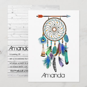 Invitación Fiesta de cumpleaños atrapasueños nativo americano