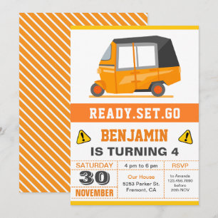 Invitación Fiesta de cumpleaños auto india de Tuk Tuk del