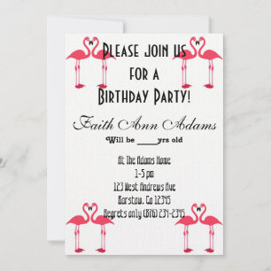 Invitación Fiesta de cumpleaños Aziza Safari Flamingos rosas