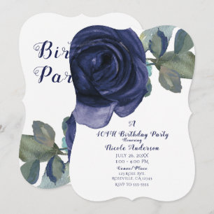 Invitación Fiesta de cumpleaños azul añil vibrante intenso