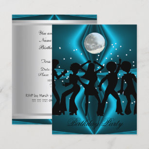 Invitación Fiesta de cumpleaños azul de baile Disco