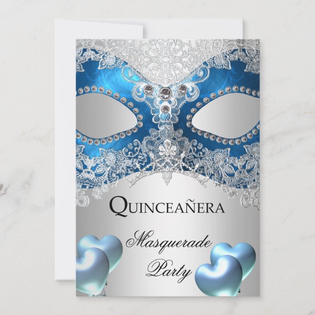 Invitación Fiesta de cumpleaños azul de Quinceanera 15 (Anverso)