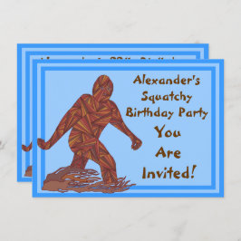 Invitación Fiesta de cumpleaños azul de Sasquatch de pie de p