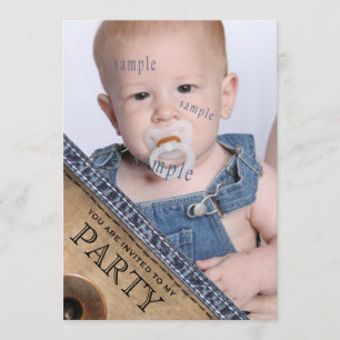 Invitación Fiesta de cumpleaños azul del estilo del dril de