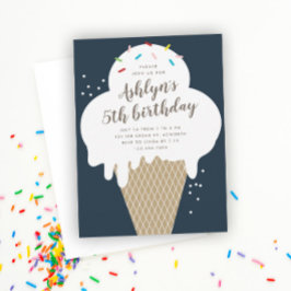 Invitación Fiesta de cumpleaños azul del helado Cone Kids