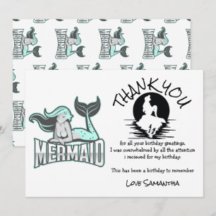 Invitación Fiesta de cumpleaños azul Mermaid gracias