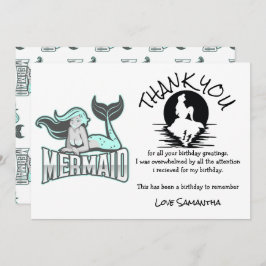 Invitación Fiesta de cumpleaños azul Mermaid gracias