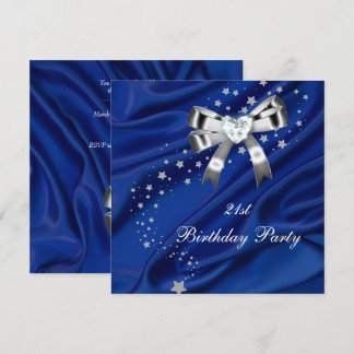 Invitación Fiesta de cumpleaños azul plata Edad