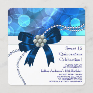 Invitación Fiesta de Cumpleaños Azul Real Azul Turquesa