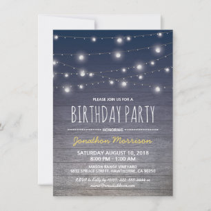 Invitación Fiesta de Cumpleaños Azul Rústico para Hombres Adu