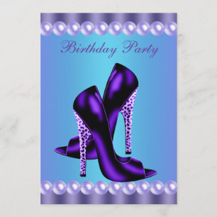 Invitación Fiesta de Cumpleaños Azul Turquesa y Morado
