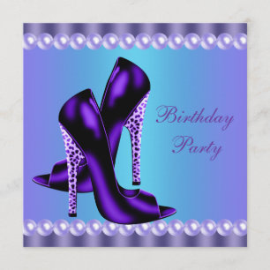 Invitación Fiesta de Cumpleaños Azul Turquesa y Morado