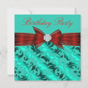 Invitación Fiesta de Cumpleaños Azul Verde Rojo